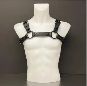 Harness - Black Leather with Black Buckle Hardware - Small