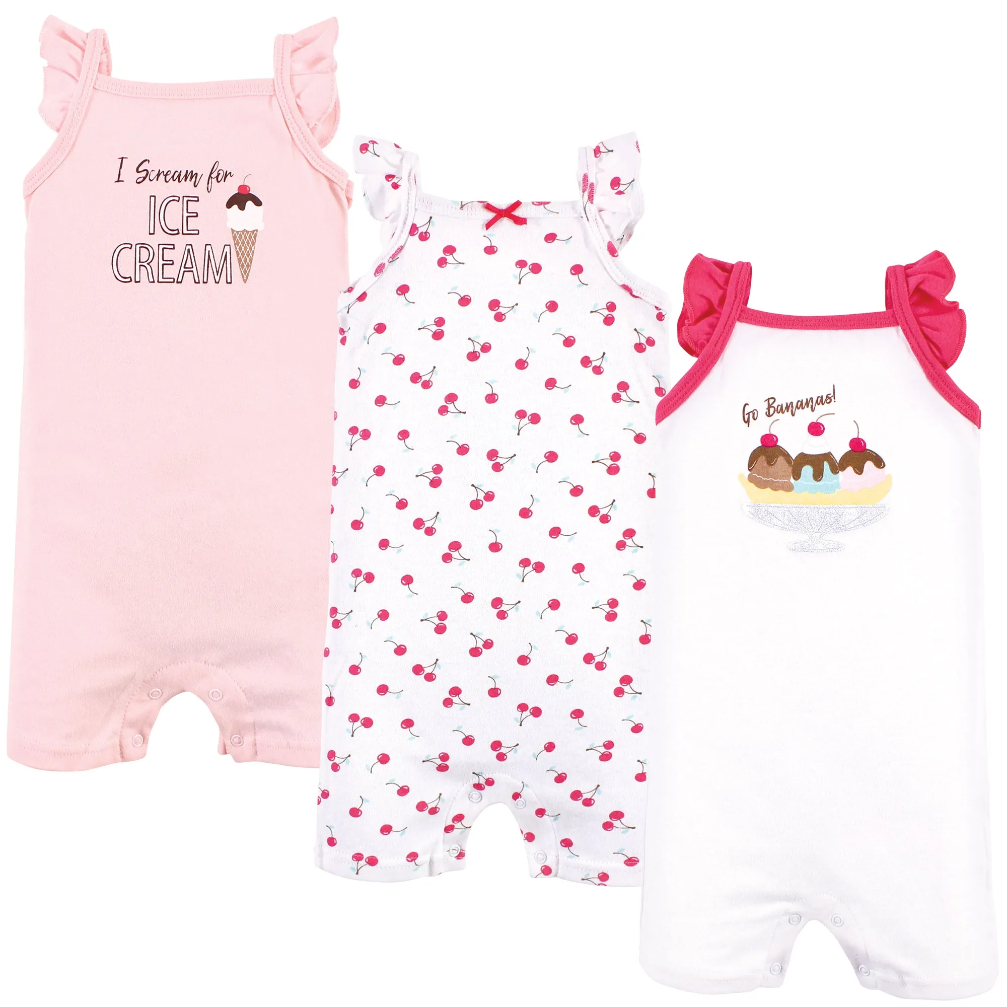 Hudson Baby Cotton Rompers, Banana Split