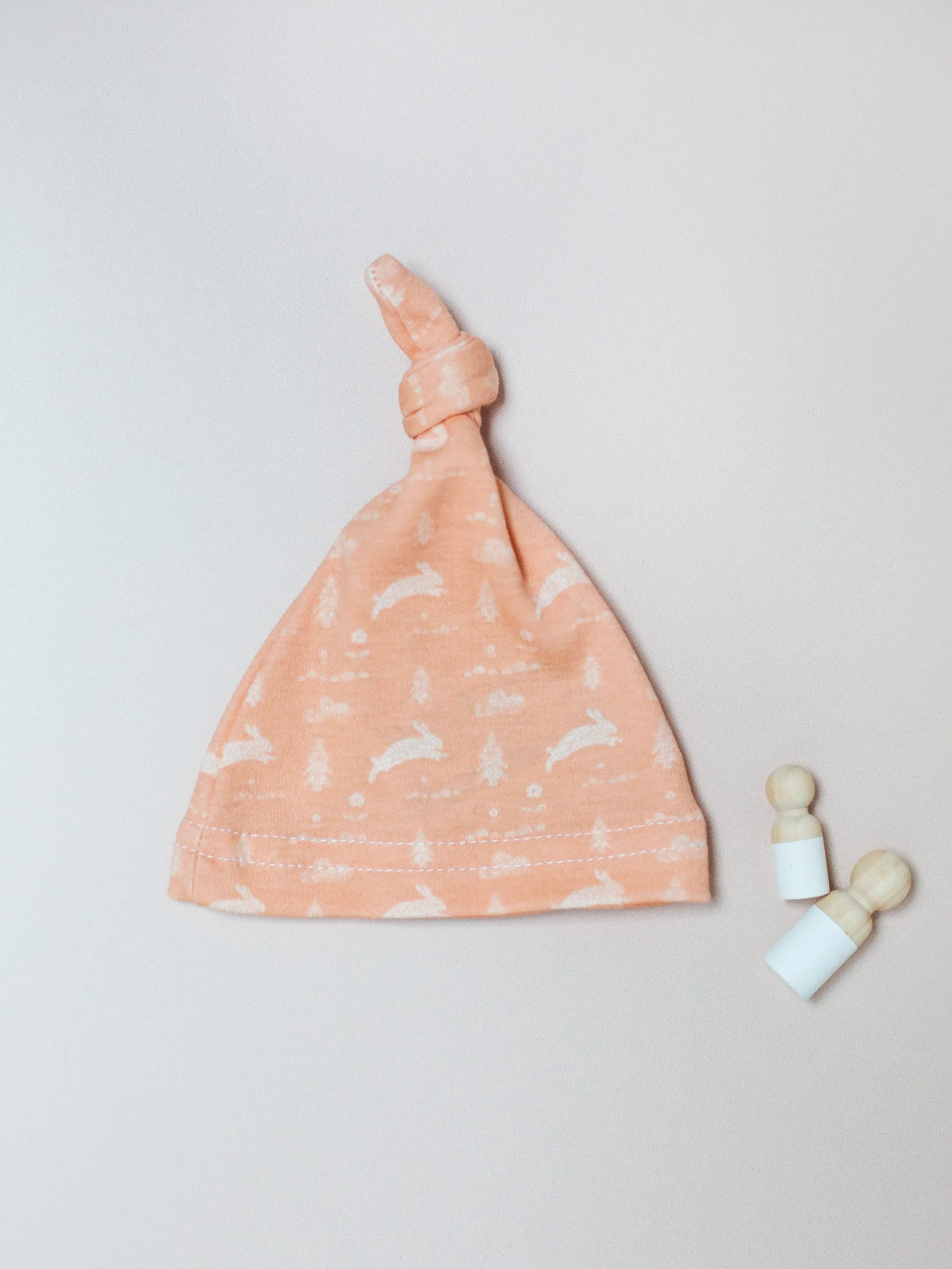 Knotted Hat, Leaping Bunnies, Premium 100% Organic Cotton