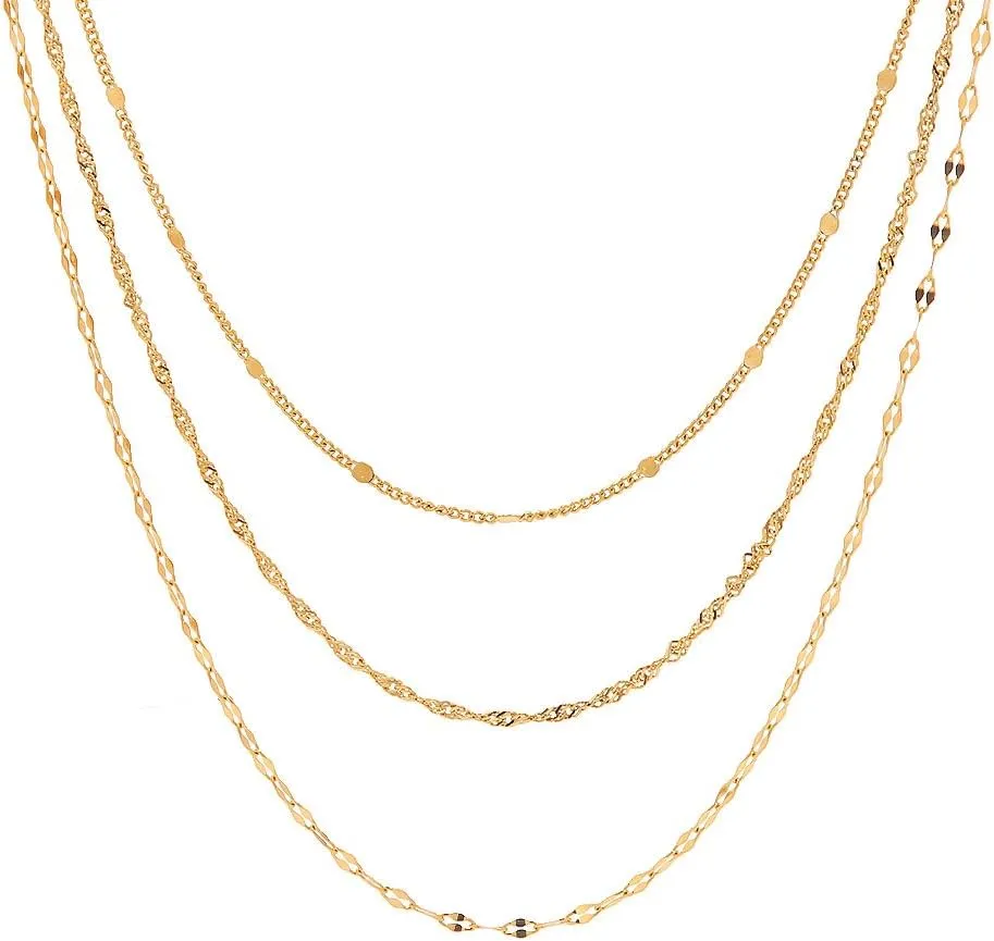 Layered Gold Chain Necklaces for Women, Stackable Dainty Choker Necklace Layering Trendy Jewelry Set Gifts