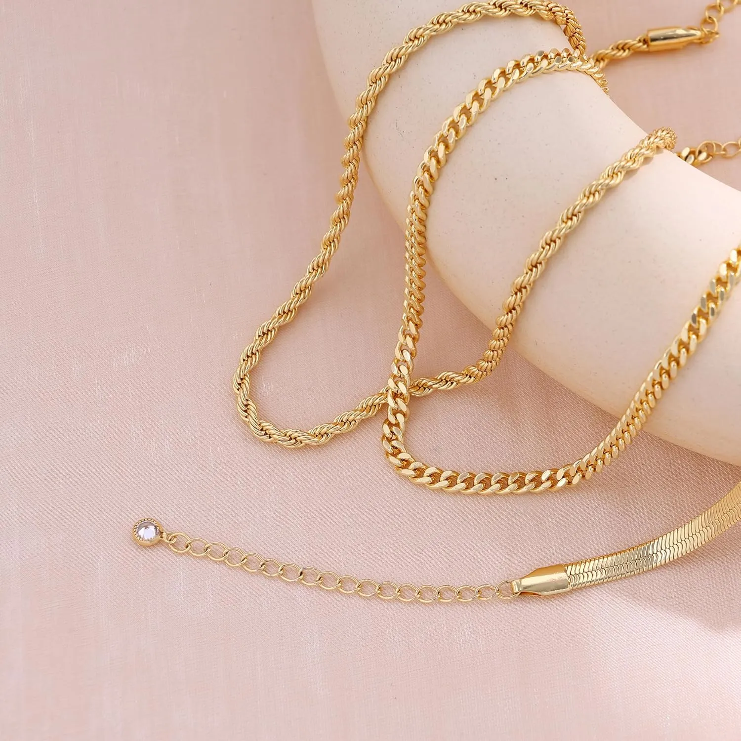 Layered Gold Necklaces for Women, 14k Plated Dainty Gold Choker Necklace Stack for Women Paperclip Chain Gold Stacked Cross Necklace Set Stackable Simple Pearl Choker Non Tarnish Waterproof Jewelry