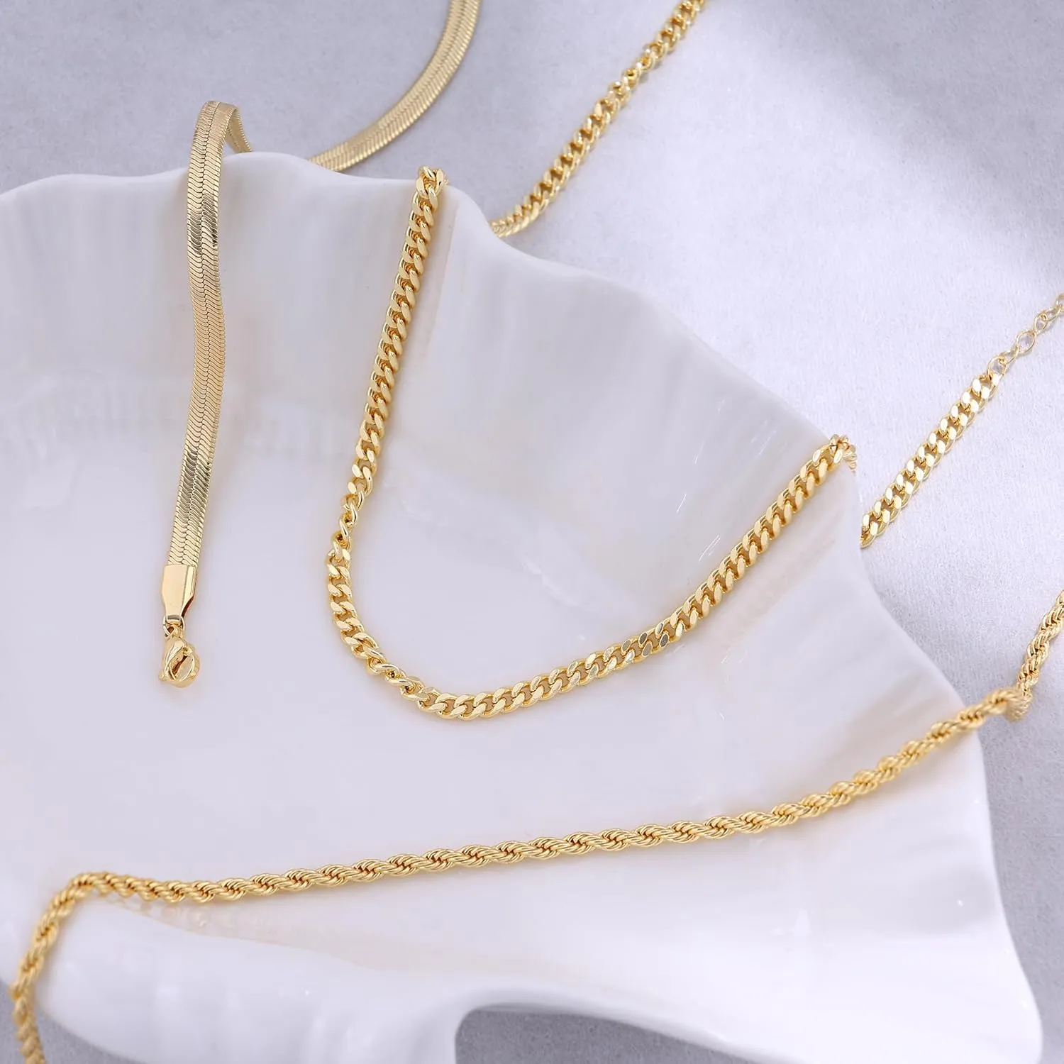 Layered Gold Necklaces for Women, 14k Plated Dainty Gold Choker Necklace Stack for Women Paperclip Chain Gold Stacked Cross Necklace Set Stackable Simple Pearl Choker Non Tarnish Waterproof Jewelry
