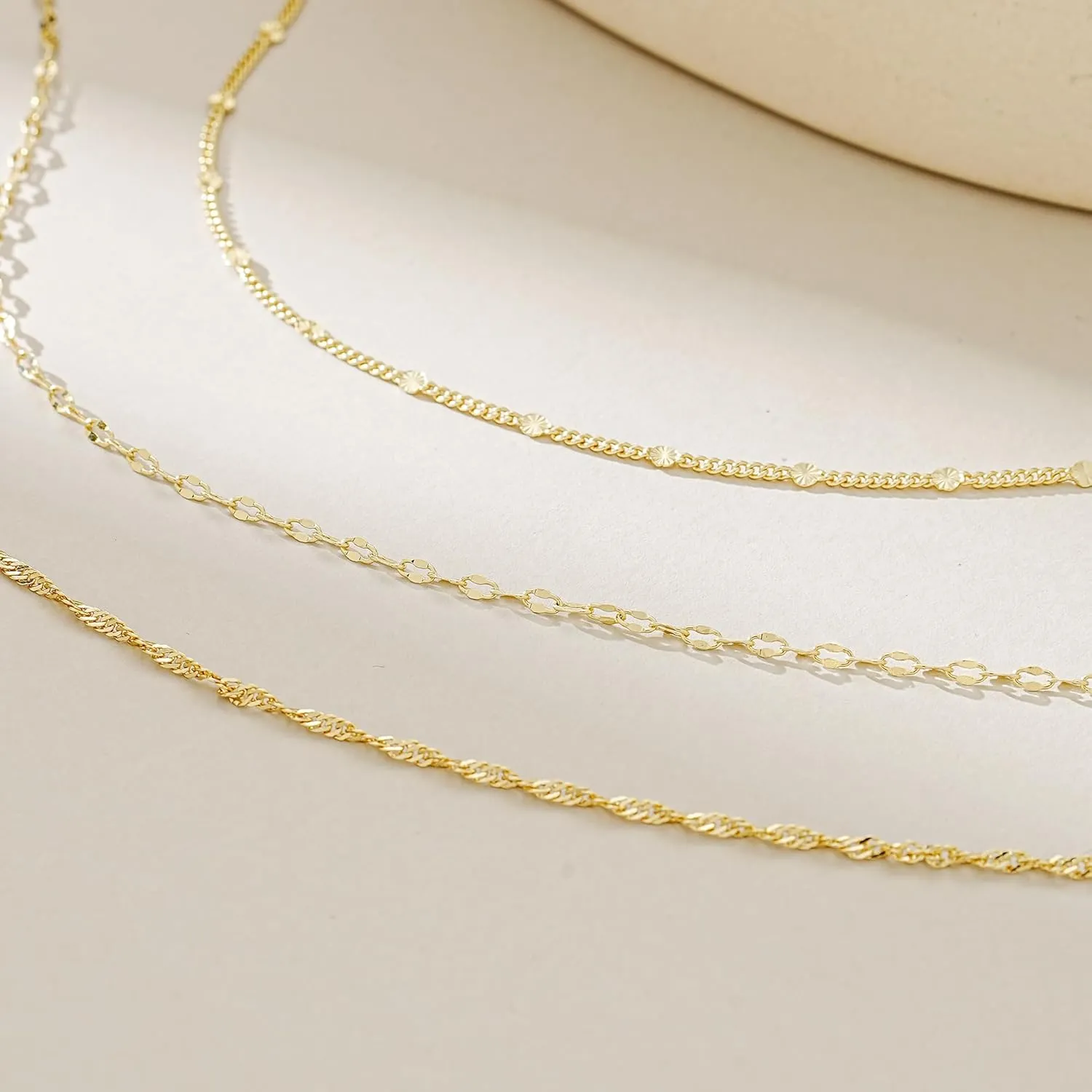 Layered Gold Necklaces for Women,14K Gold Plated Dainty Stackable Stack Choker Necklaces for Women Trendy Layering Pendant Chain Necklace Set Gold Jewelry for Women Gifts