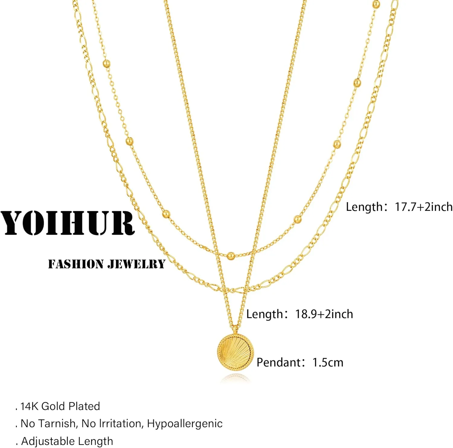 Layered Gold Necklaces for Women,14K Gold Plated Dainty Stackable Stack Choker Necklaces for Women Trendy Layering Pendant Chain Necklace Set Gold Jewelry for Women Gifts