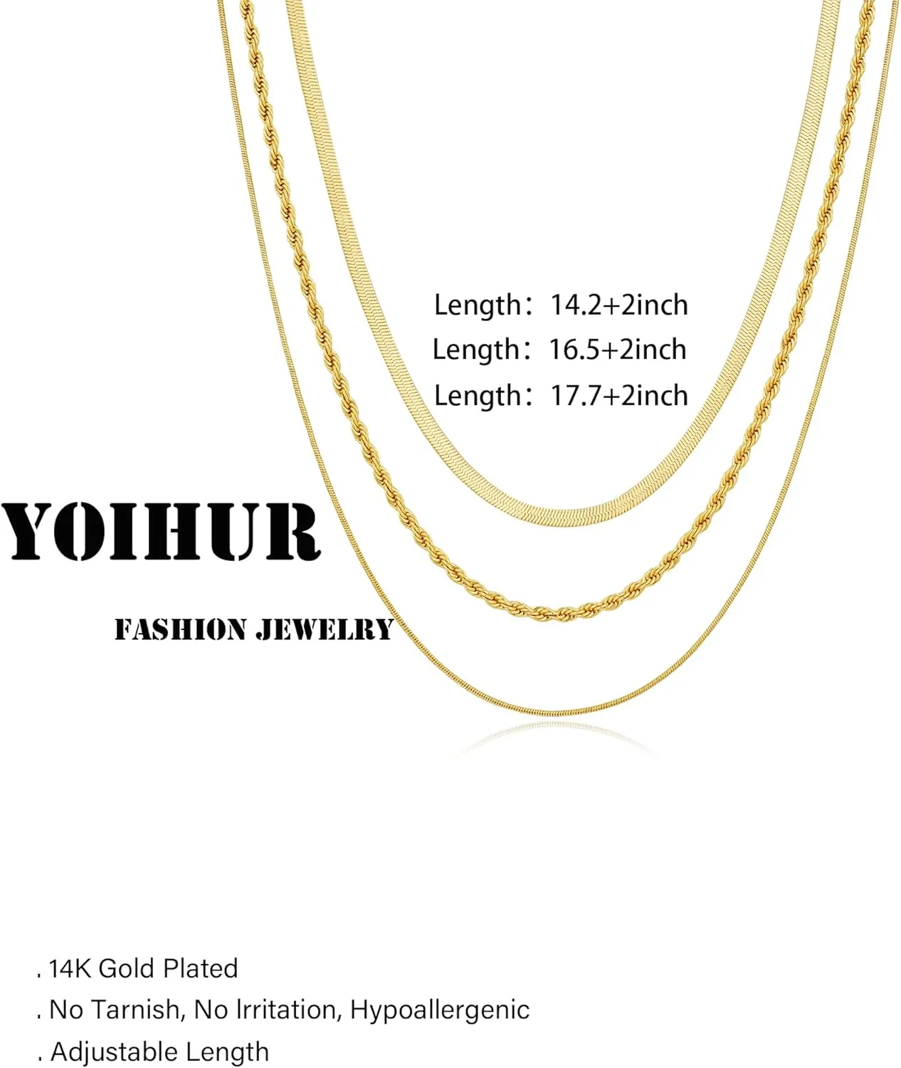 Layered Gold Necklaces for Women,14K Gold Plated Dainty Stackable Stack Choker Necklaces for Women Trendy Layering Pendant Chain Necklace Set Gold Jewelry for Women Gifts