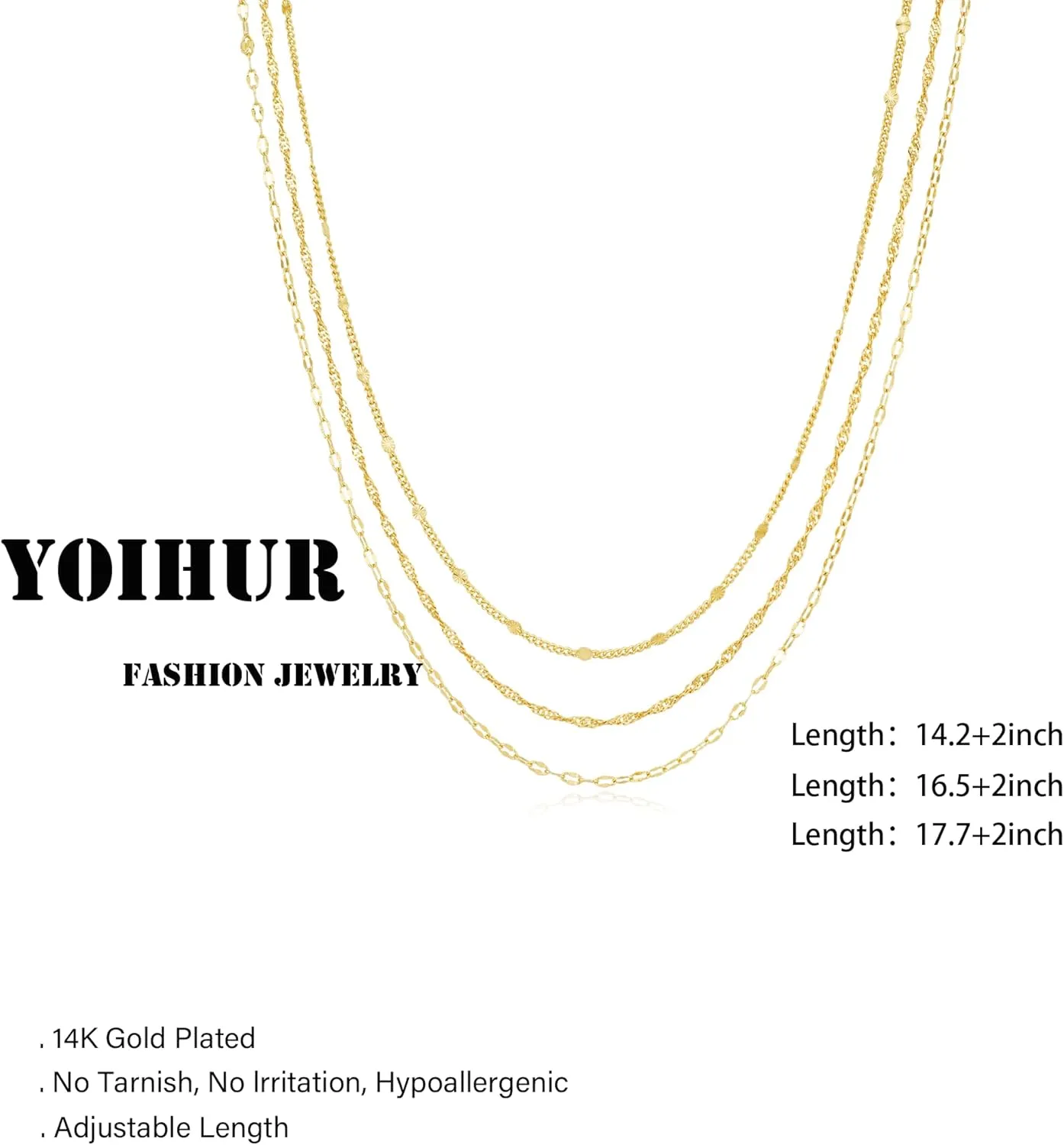 Layered Gold Necklaces for Women,14K Gold Plated Dainty Stackable Stack Choker Necklaces for Women Trendy Layering Pendant Chain Necklace Set Gold Jewelry for Women Gifts