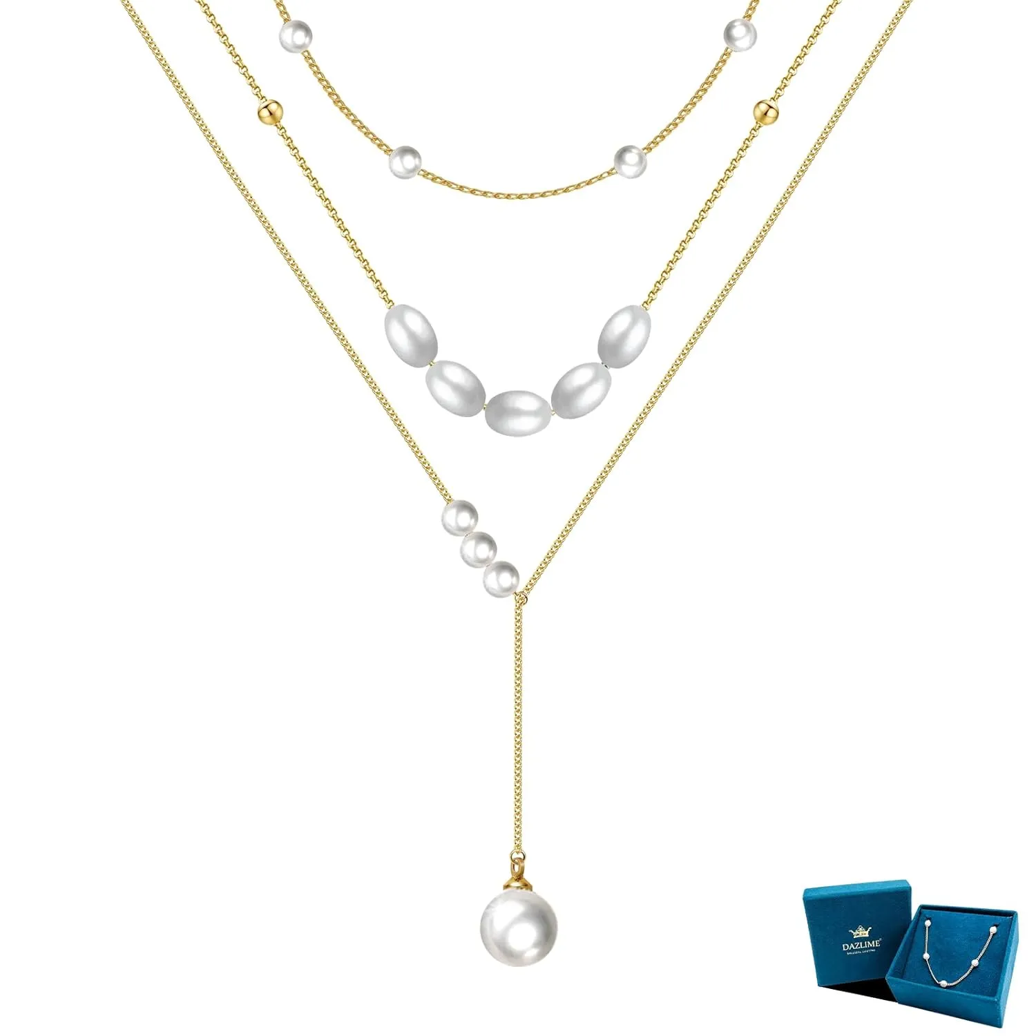Layered Necklaces for Women, 14K Dainty Gold Necklace for Women, Cute Gold Necklaces for Day Length Wear, Handmade Pearl Necklace for Women-An Exquisite Gift