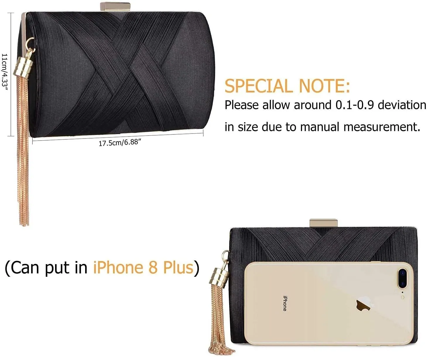 LIFEWISH Tassel Evening Bags Clutch Purses for Women for Wedding Prom Night out Party