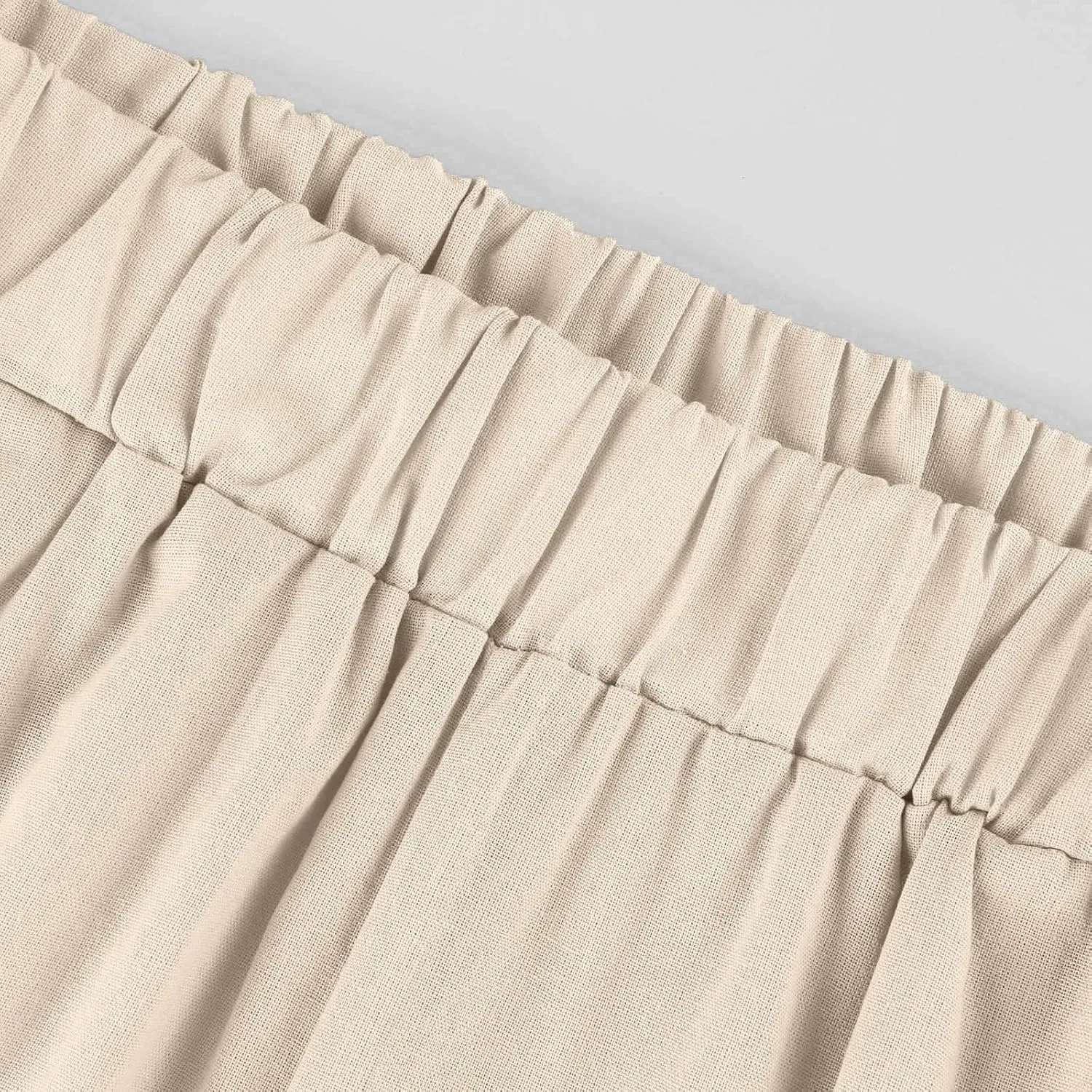 Linen Crop Pants for Women Summer Casual Straight Leg Trousers Loose fit Beach Vacation Capris Pants w Pocket
