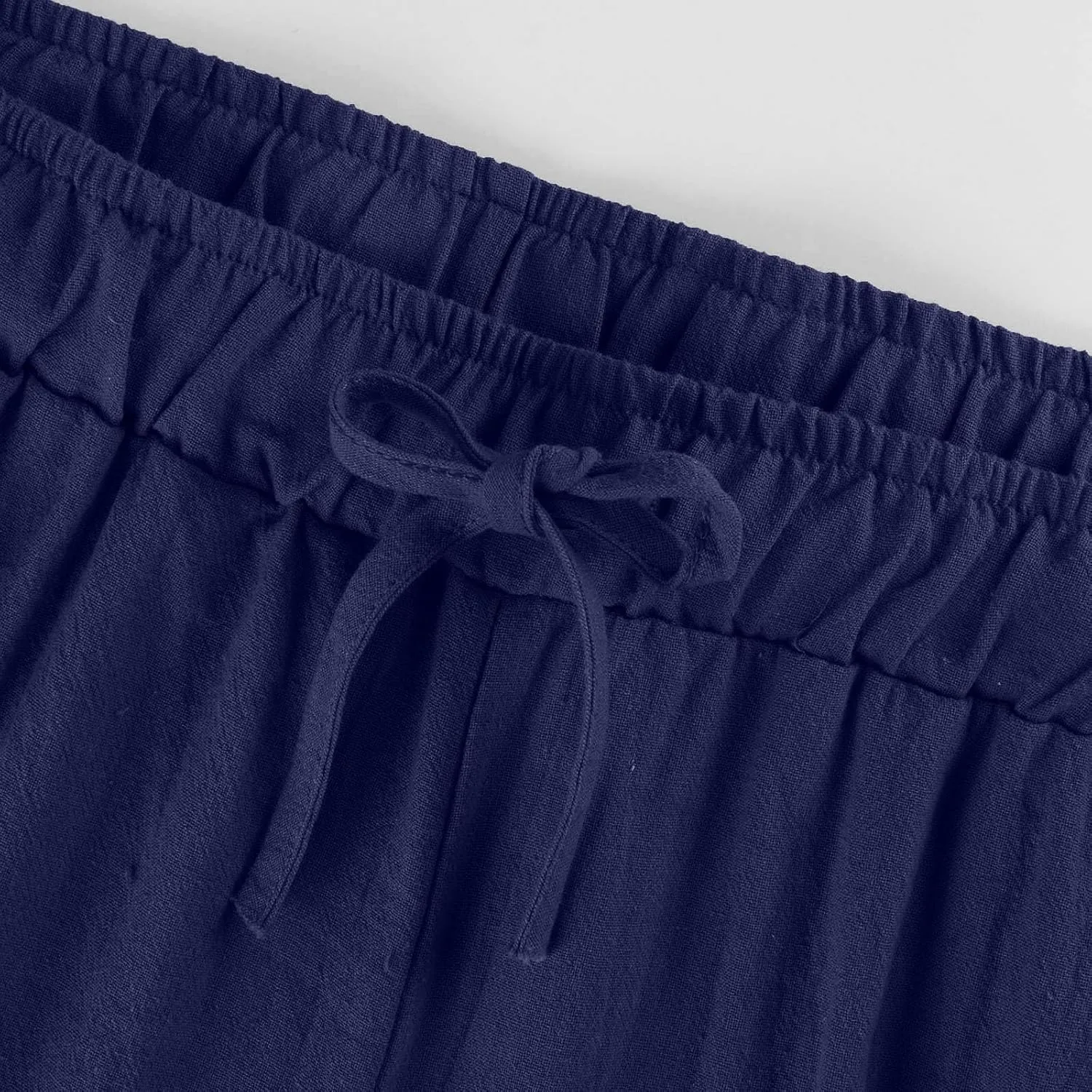 Linen Pants Women Wide Leg Yoga Pants with Pockets Elastic High Waisted Summer Casual Palazzo Pants Flowy Beach Pants