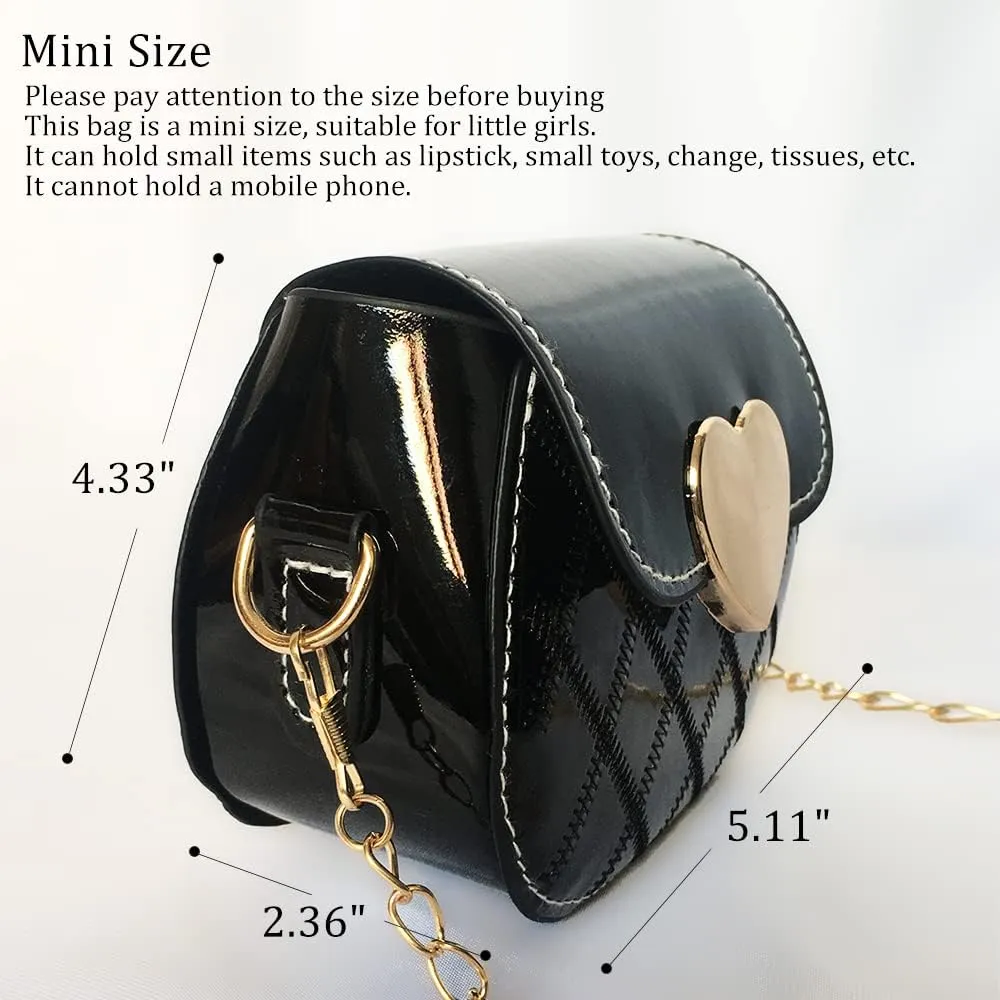 Little Girl Saddle Bags Patent Leather Shoulder Crossbody bag Purse Handbags (Black)