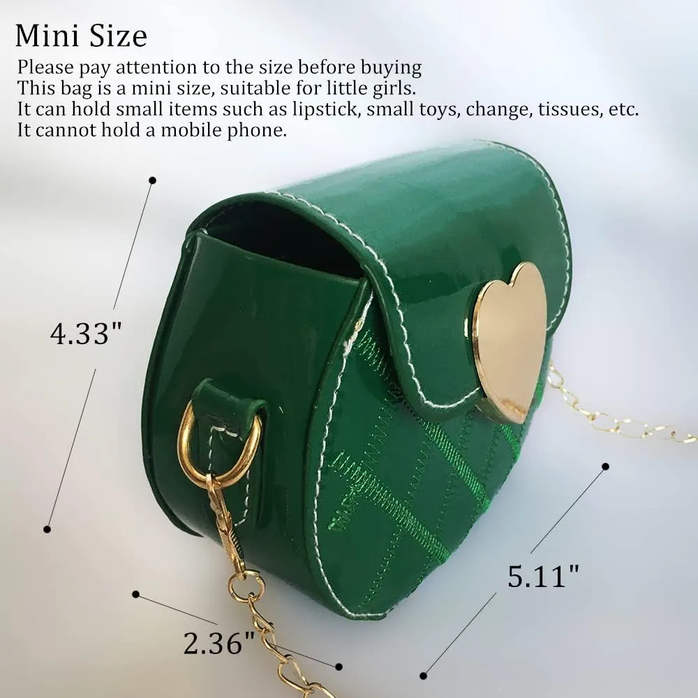 Little Girl Saddle Bags Patent Leather Shoulder Crossbody bag Purse Handbags (Green)