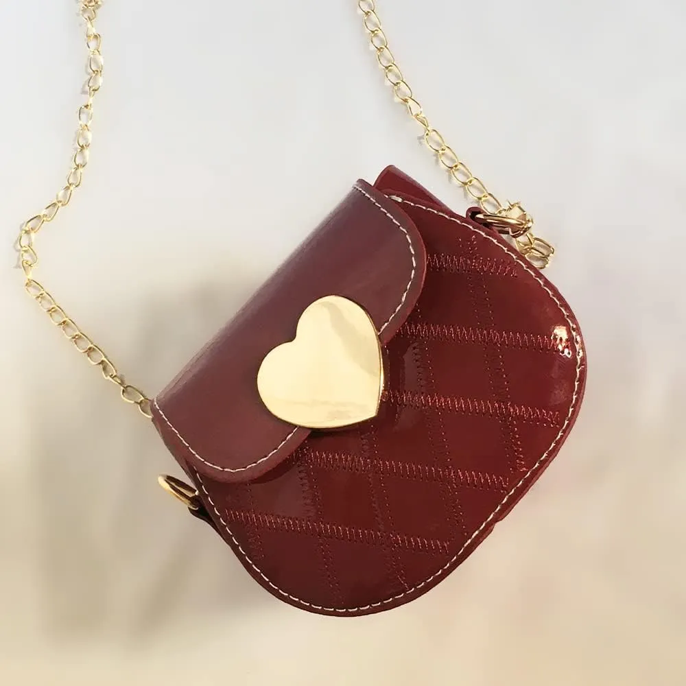 Little Girl Saddle Bags Patent Leather Shoulder Crossbody bag Purse Handbags (Red)