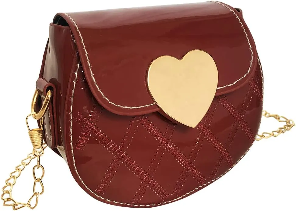 Little Girl Saddle Bags Patent Leather Shoulder Crossbody bag Purse Handbags (Red)