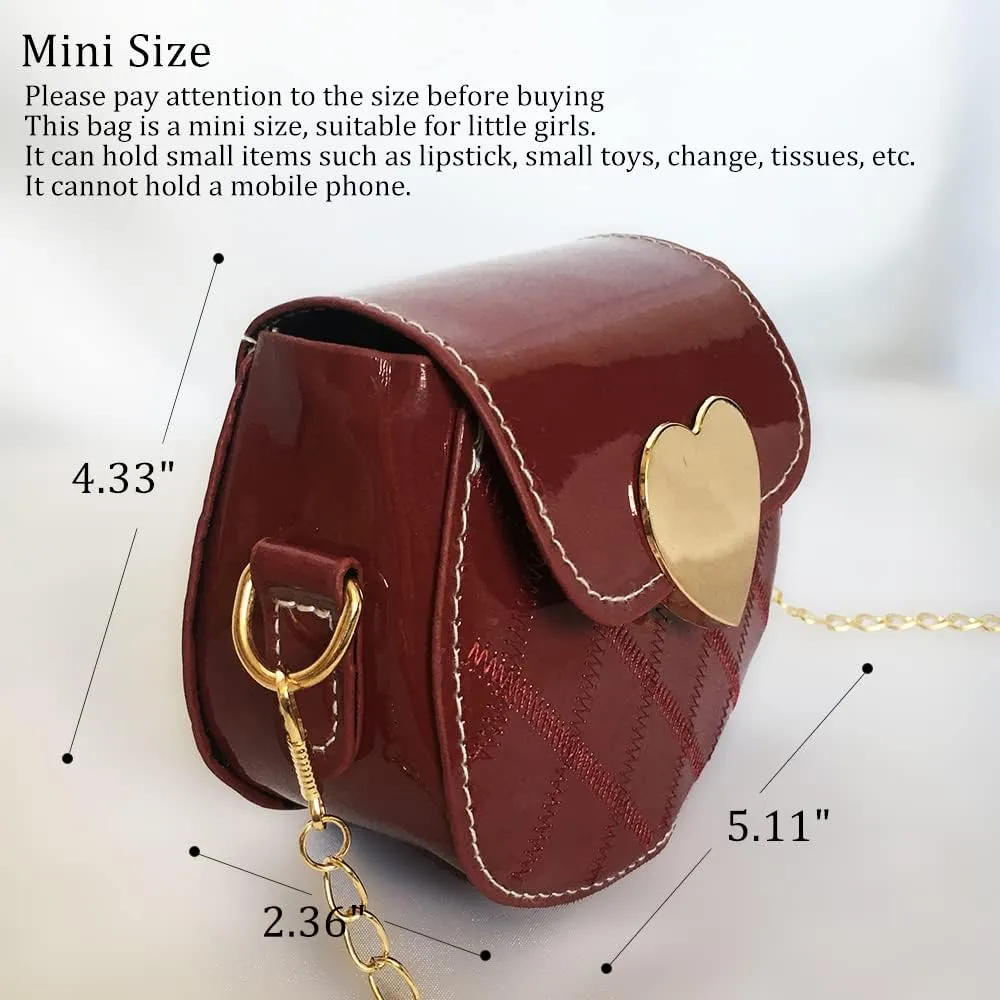 Little Girl Saddle Bags Patent Leather Shoulder Crossbody bag Purse Handbags (Red)