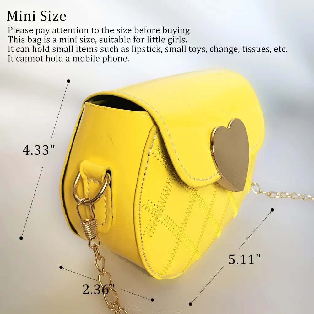 Little Girl Saddle Bags Patent Leather Shoulder Crossbody bag Purse Handbags (Yellow)