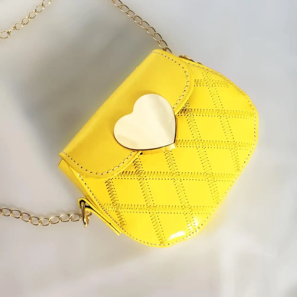 Little Girl Saddle Bags Patent Leather Shoulder Crossbody bag Purse Handbags (Yellow)