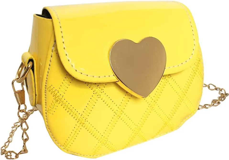 Little Girl Saddle Bags Patent Leather Shoulder Crossbody bag Purse Handbags (Yellow)