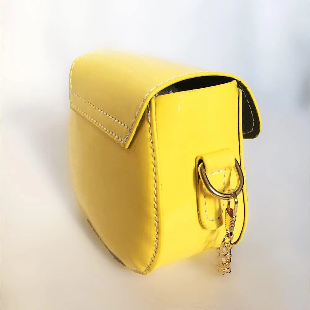Little Girl Saddle Bags Patent Leather Shoulder Crossbody bag Purse Handbags (Yellow)