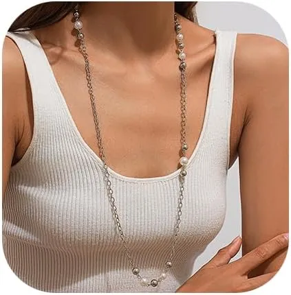 Long Pearl Necklaces for Women Layered Pearl Necklace Chunky Pearl Necklace Jewelry