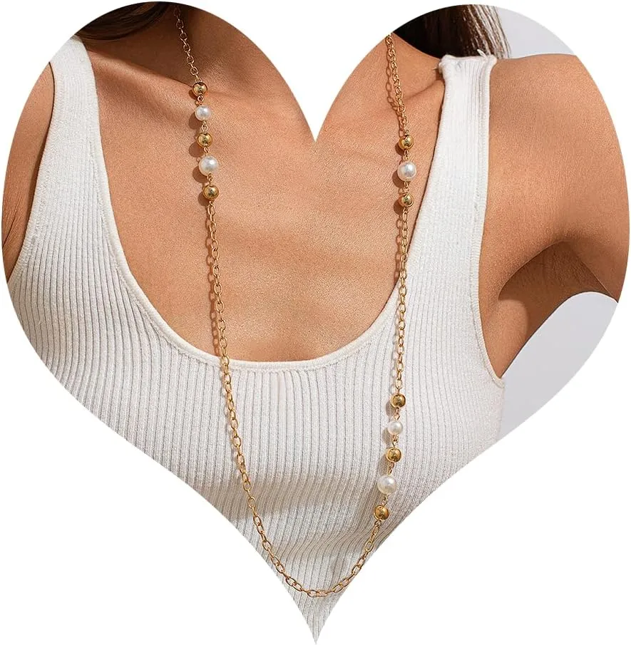 Long Pearl Necklaces for Women Layered Pearl Necklace Chunky Pearl Necklace Jewelry
