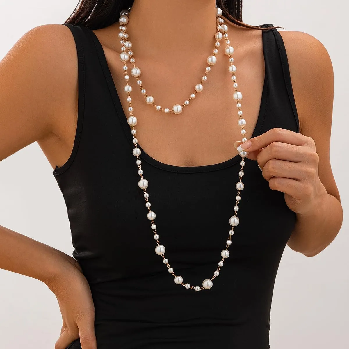 Long Pearl Necklaces for Women Layered Pearl Necklace Chunky Pearl Necklace Jewelry