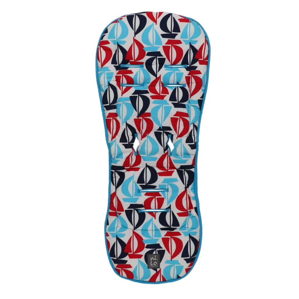 Long Stroller Mat Sail Boats Blue