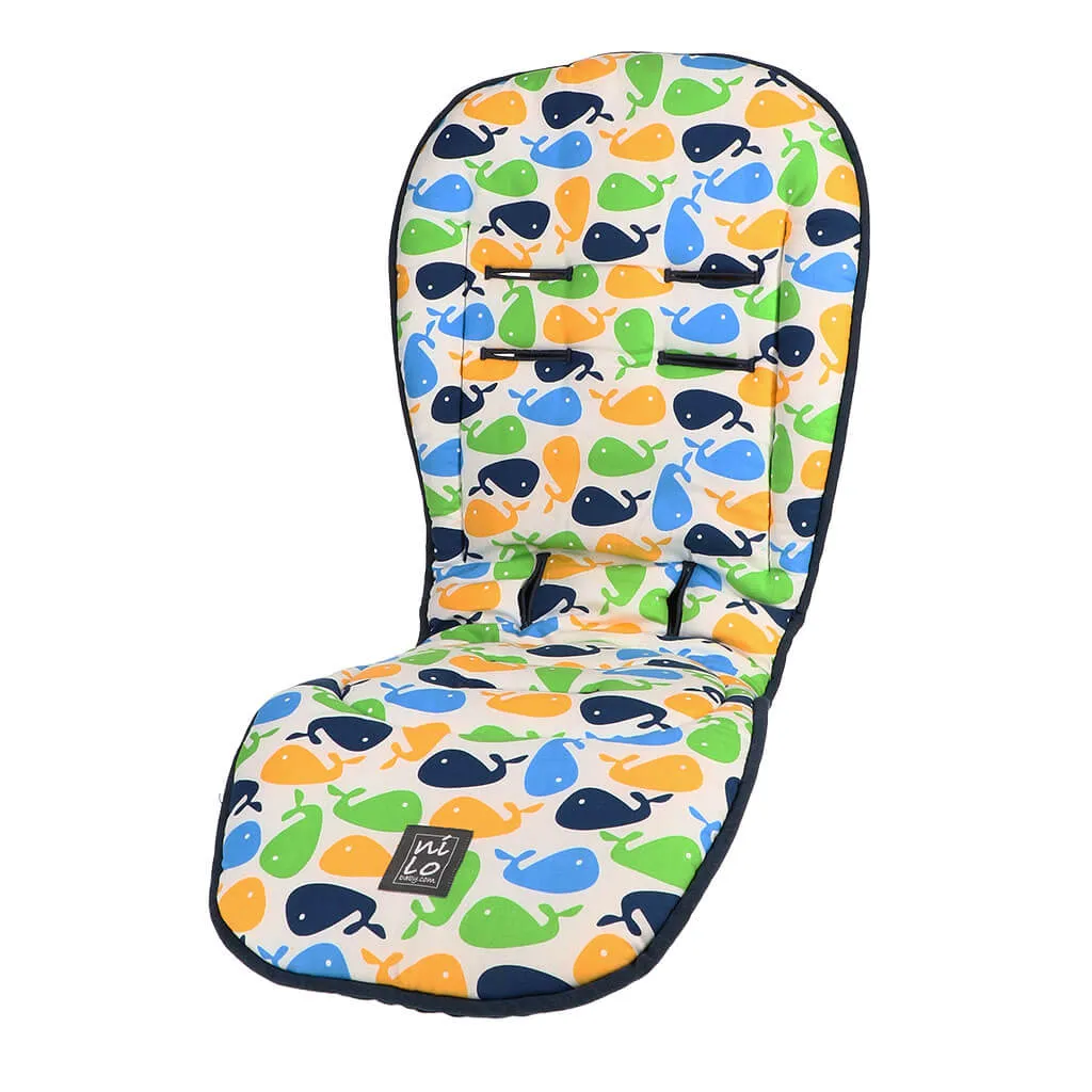 Long Stroller Mat  Whales Blue/Yellow/Green