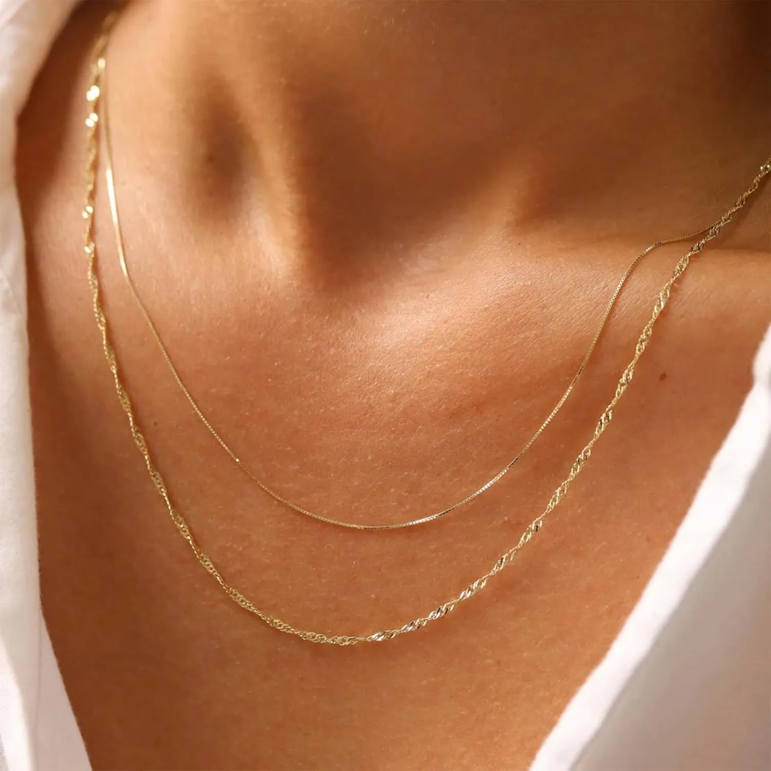 Long tiantian Stacked Necklaces for Women Gold Layering Necklaces for Women Dainty Herringbone Paperclip Chain Necklace Set Gold Jewelry Trendy 2025
