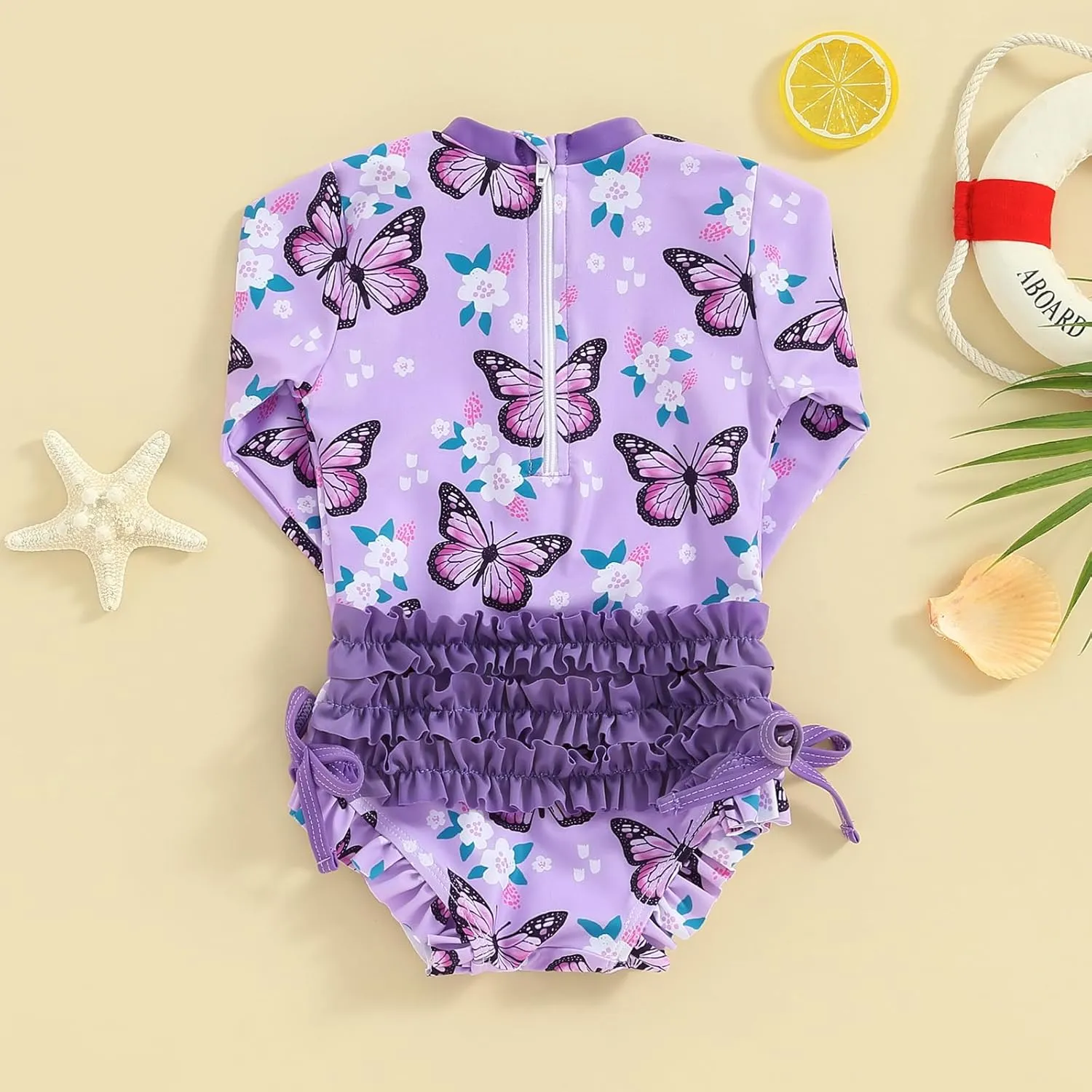 MAYUMMPY Toddler Baby Girls Bikini Beach Swimwear Zipper Swimsuit UPF 50  Rash Guard One Piece Long Sleeve Bathing Suit