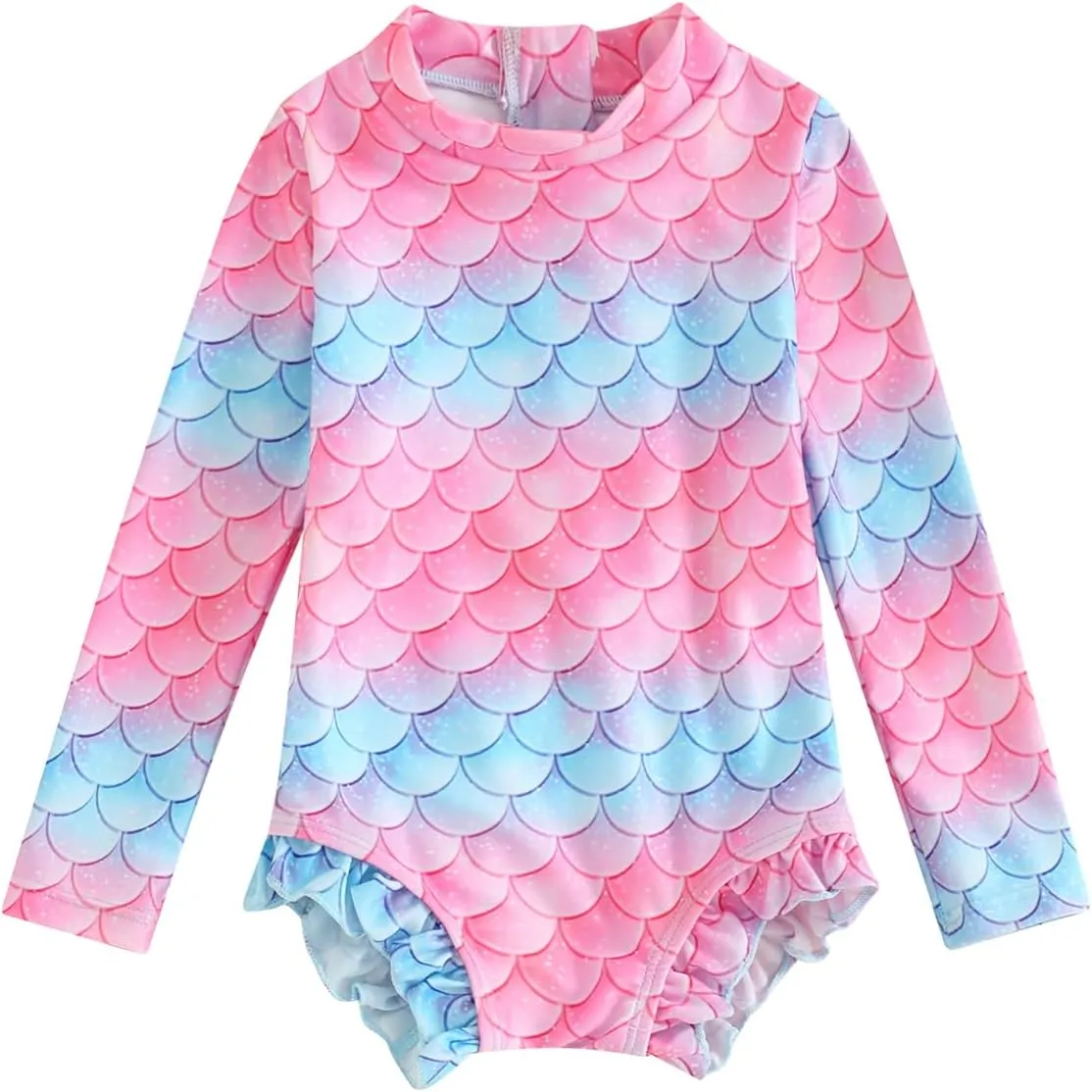 MAYUMMPY Toddler Baby Girls Bikini Beach Swimwear Zipper Swimsuit UPF 50  Rash Guard One Piece Long Sleeve Bathing Suit