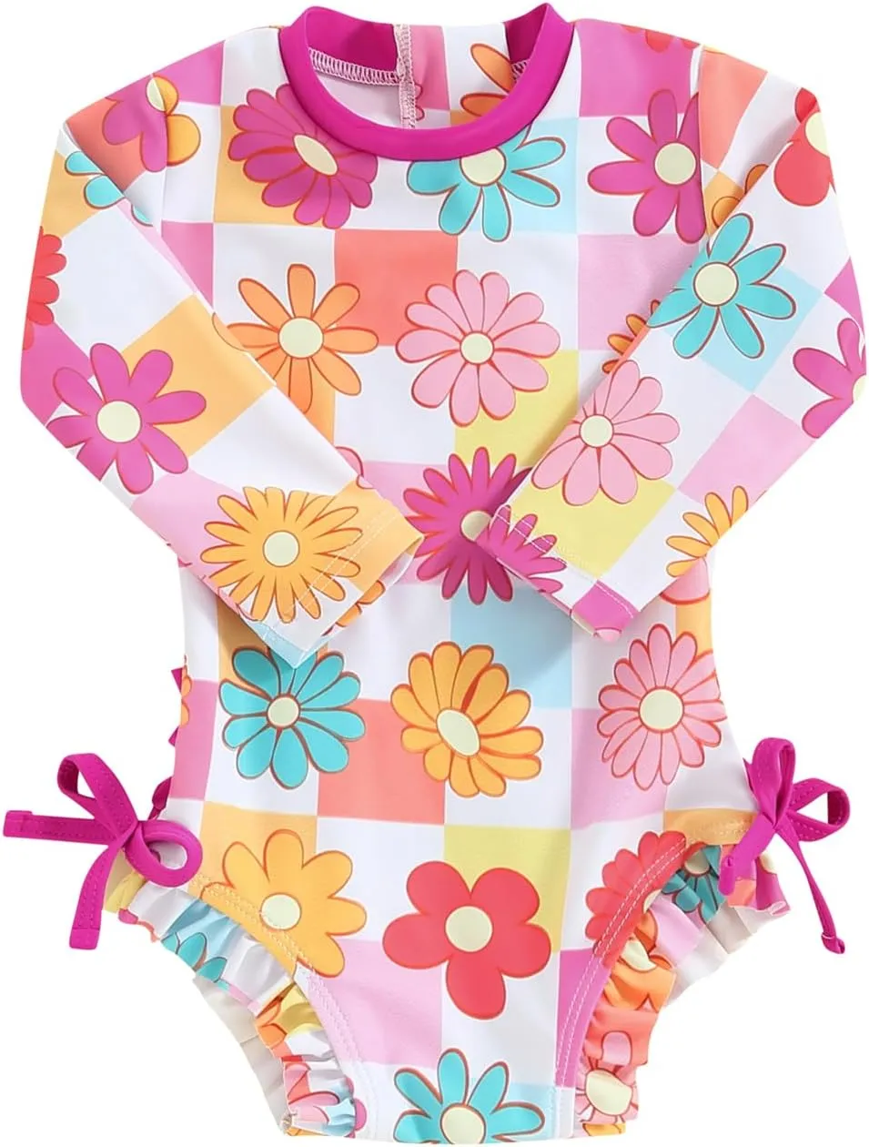 MAYUMMPY Toddler Baby Girls Bikini Beach Swimwear Zipper Swimsuit UPF 50  Rash Guard One Piece Long Sleeve Bathing Suit