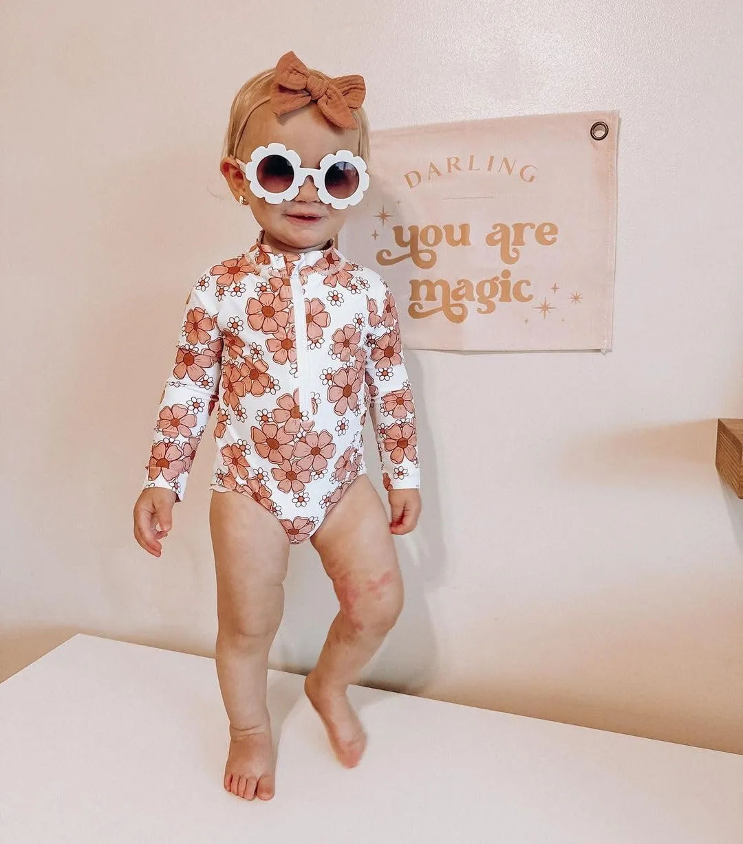 MAYUMMPY Toddler Baby Girls Bikini Beach Swimwear Zipper Swimsuit UPF 50  Rash Guard One Piece Long Sleeve Bathing Suit