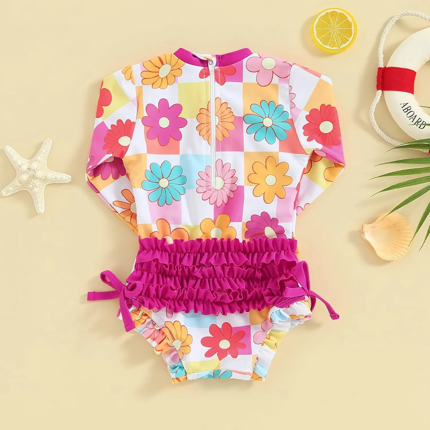 MAYUMMPY Toddler Baby Girls Bikini Beach Swimwear Zipper Swimsuit UPF 50  Rash Guard One Piece Long Sleeve Bathing Suit