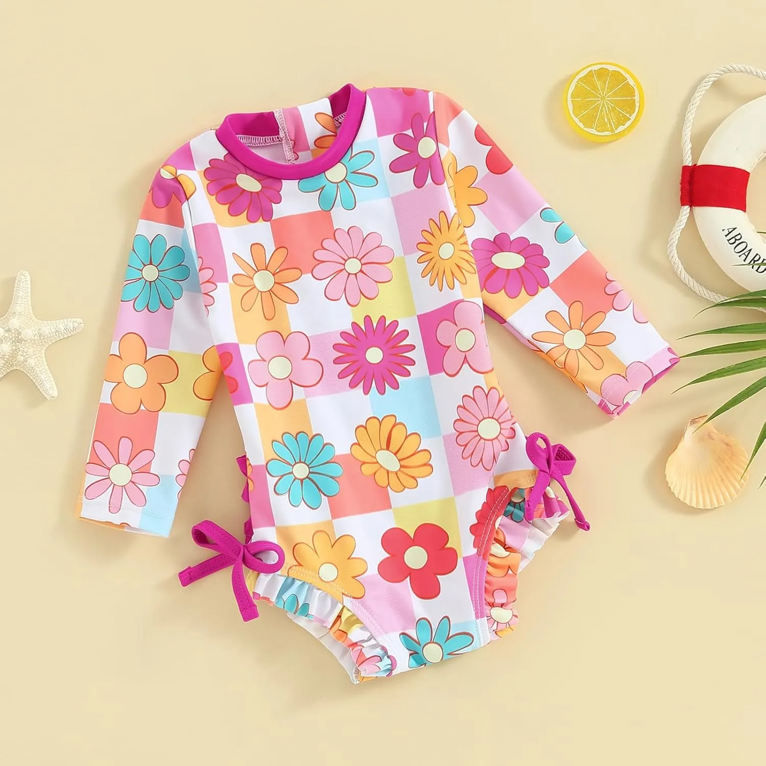 MAYUMMPY Toddler Baby Girls Bikini Beach Swimwear Zipper Swimsuit UPF 50  Rash Guard One Piece Long Sleeve Bathing Suit