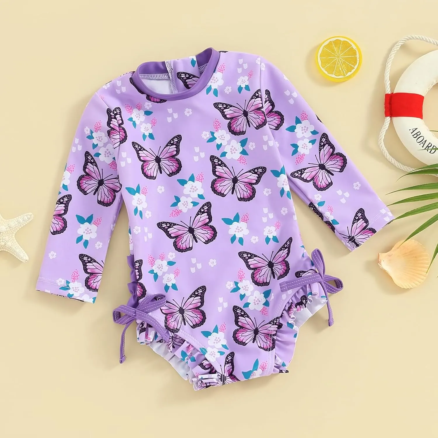 MAYUMMPY Toddler Baby Girls Bikini Beach Swimwear Zipper Swimsuit UPF 50  Rash Guard One Piece Long Sleeve Bathing Suit