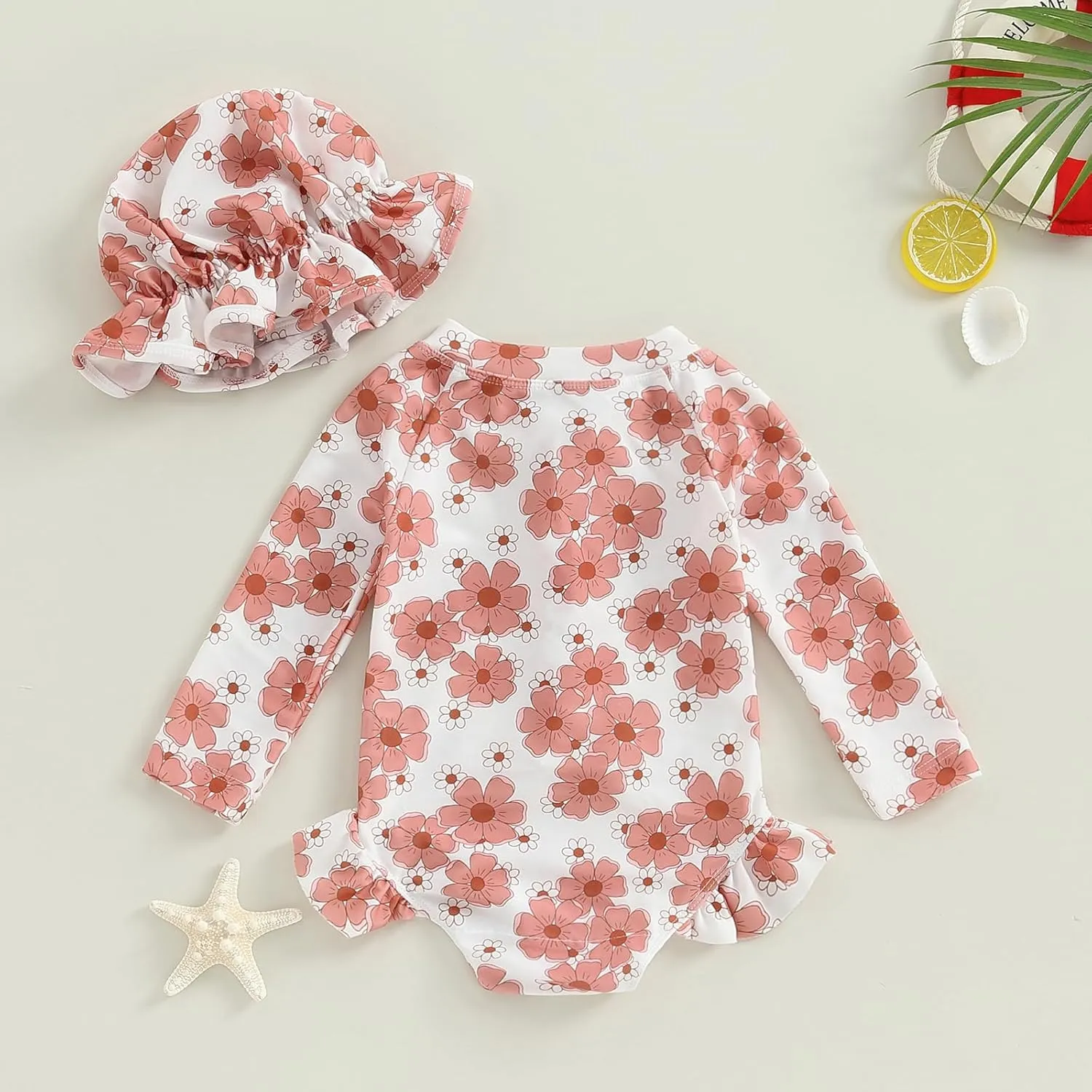 MAYUMMPY Toddler Baby Girls Bikini Beach Swimwear Zipper Swimsuit UPF 50  Rash Guard One Piece Long Sleeve Bathing Suit