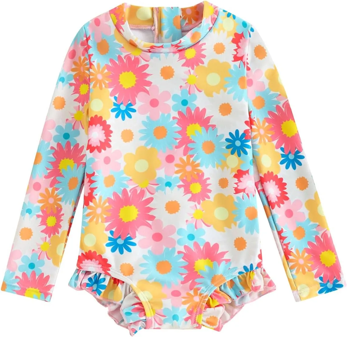 MAYUMMPY Toddler Baby Girls Bikini Beach Swimwear Zipper Swimsuit UPF 50  Rash Guard One Piece Long Sleeve Bathing Suit