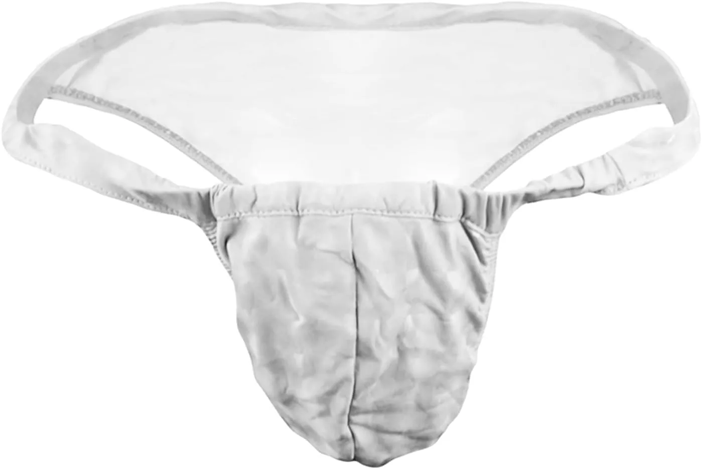 Men's Briefs Performance Leather Bikini Sport Supporter Workout Stretch Underpants Sexy Low Waist Underwear (White,Medium)