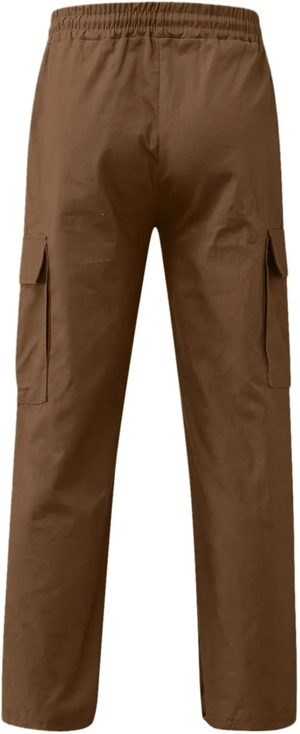 Mens Cargo Pants Casual Joggers Hiking Pants Loose Straight Athletic Workout Sweatpants with Pockets