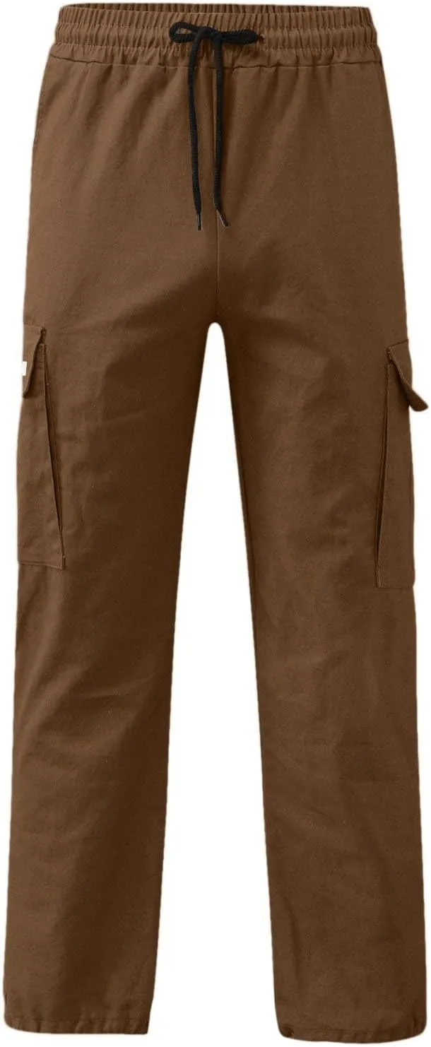 Mens Cargo Pants Casual Joggers Hiking Pants Loose Straight Athletic Workout Sweatpants with Pockets