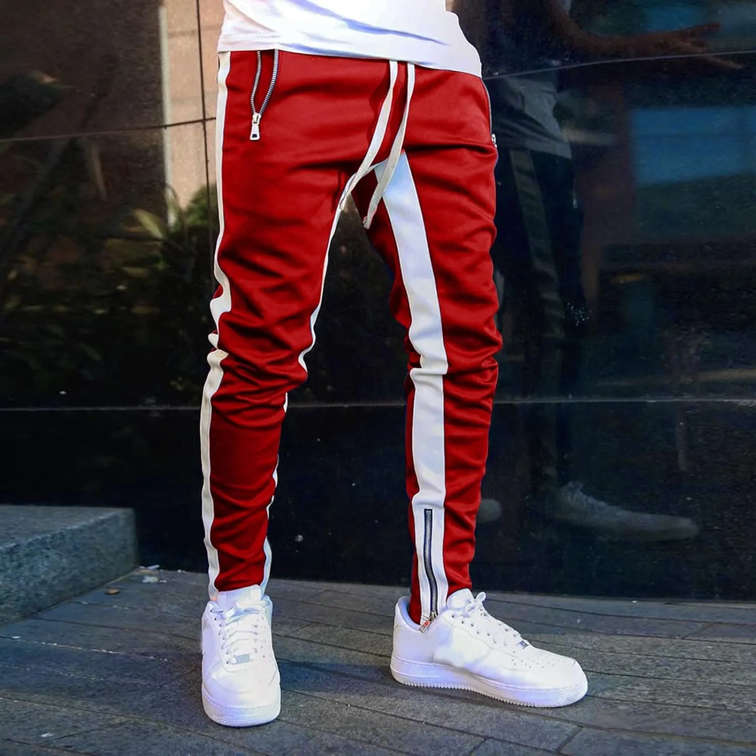 Mens Workout Cargo Sweatpants Lined Sweatpants Thicken Active Jogging Workout Trousers Casual Cargo Pants Sweatpants