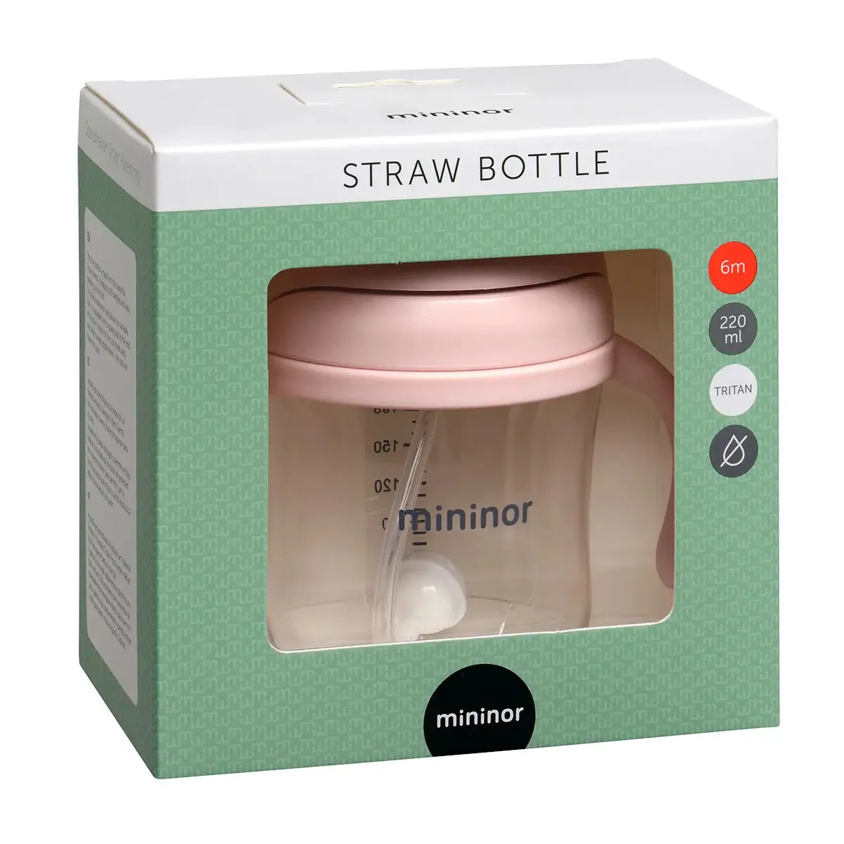 Mininor Straw Bottle Tritan 220ml – Rose