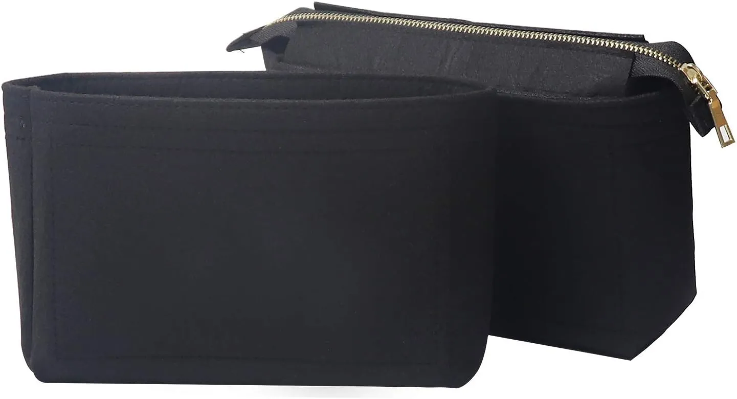 MISIXILE Bag Organizer, Bag Shaper Purse Insert Felt Organizer Fit in NeoNoe No and other Bucket Bags - black