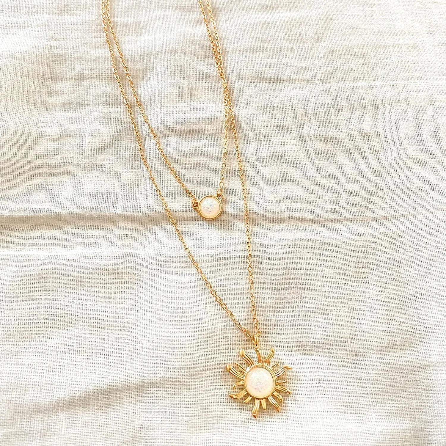 MJartoria Layered Choker Multi Chains Pendant Sun and Moon Charm Necklaces Jewelry Gifts for Women