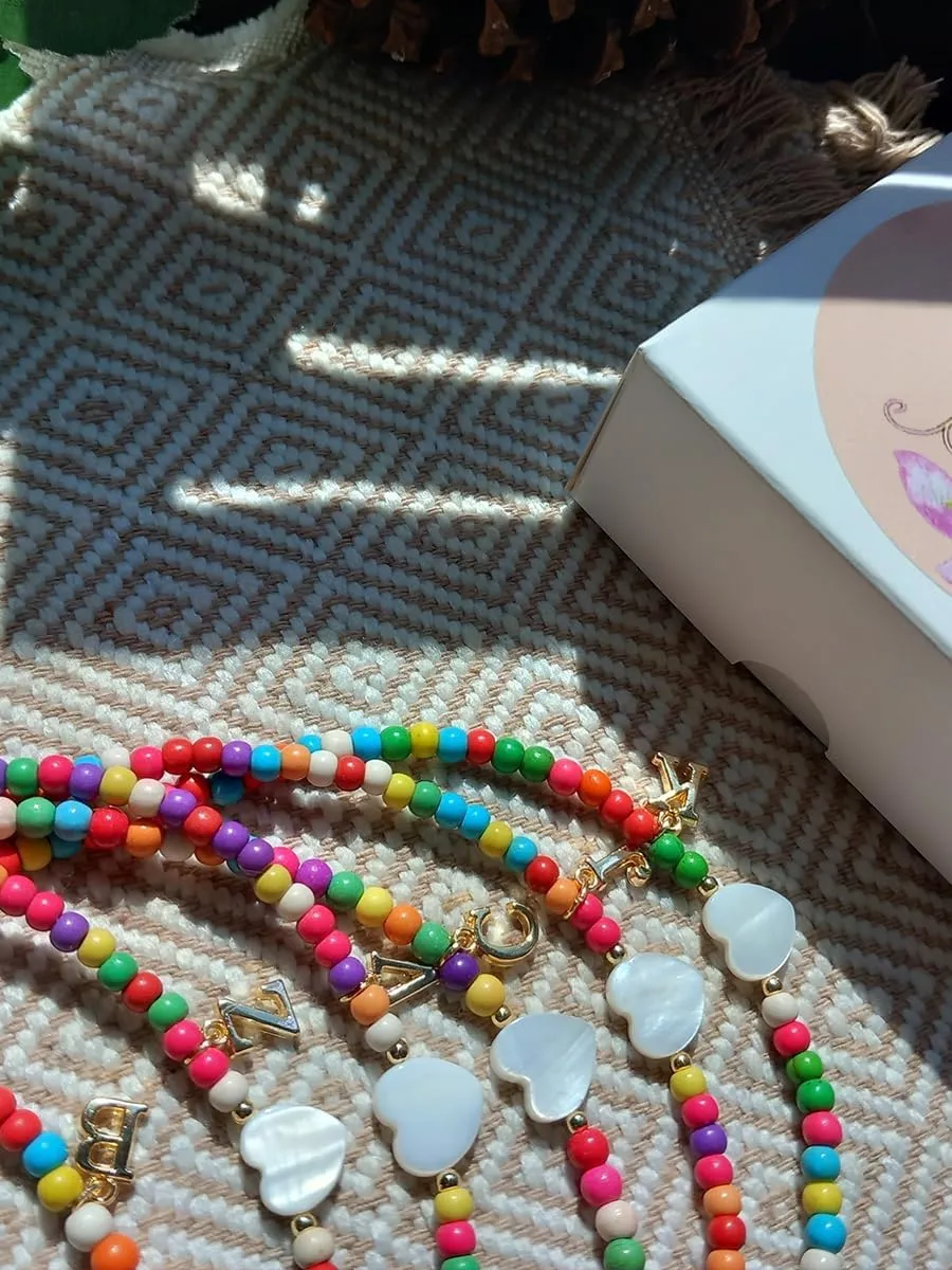 MODERN ASIR Colorful Initial Cute Necklaces for Girls - Trendy Beaded Choker Necklace for Women Teen Girl, Handmade Letter Choker Necklace Jewelry for Women Girls Gifts