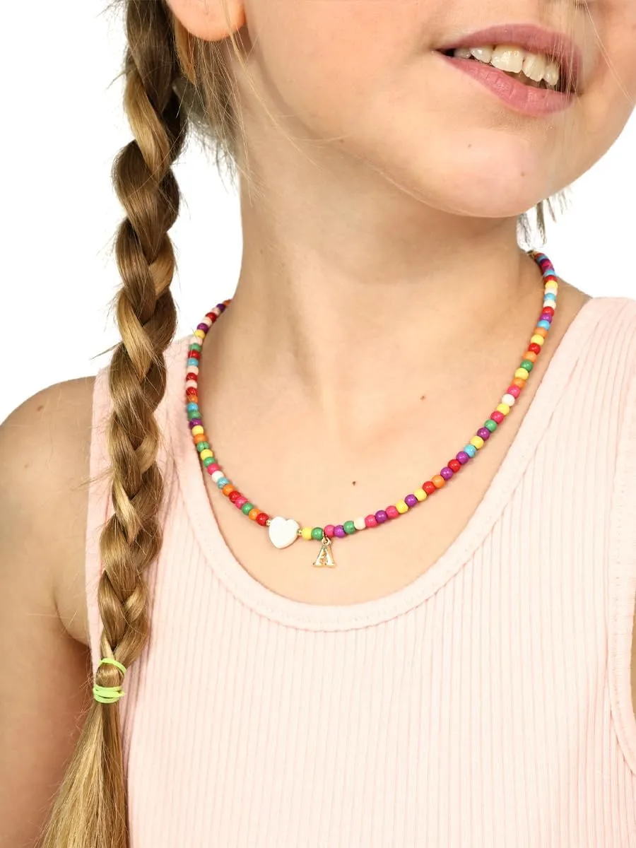MODERN ASIR Colorful Initial Cute Necklaces for Girls - Trendy Beaded Choker Necklace for Women Teen Girl, Handmade Letter Choker Necklace Jewelry for Women Girls Gifts