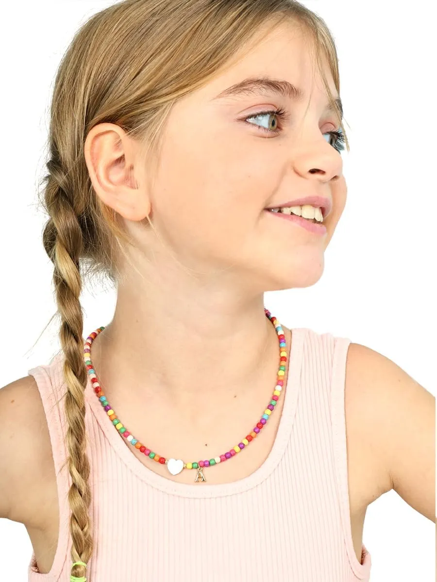 MODERN ASIR Colorful Initial Cute Necklaces for Girls - Trendy Beaded Choker Necklace for Women Teen Girl, Handmade Letter Choker Necklace Jewelry for Women Girls Gifts