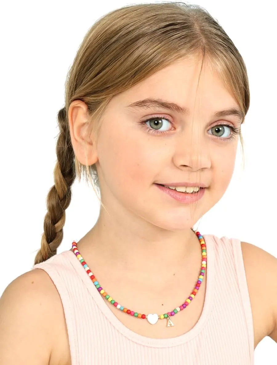 MODERN ASIR Colorful Initial Cute Necklaces for Girls - Trendy Beaded Choker Necklace for Women Teen Girl, Handmade Letter Choker Necklace Jewelry for Women Girls Gifts