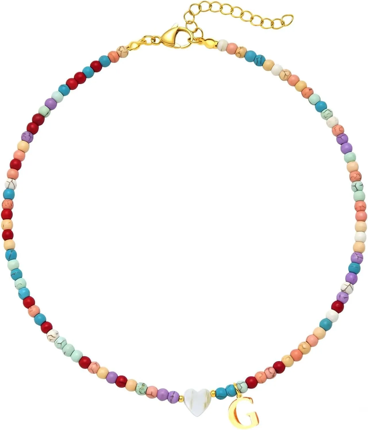 MODERN ASIR Colorful Initial Cute Necklaces for Girls - Trendy Beaded Choker Necklace for Women Teen Girl, Handmade Letter Choker Necklace Jewelry for Women Girls Gifts
